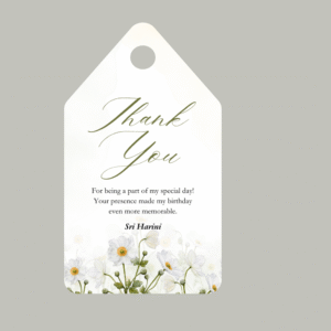 Customised Birthday tag - Green Floral design