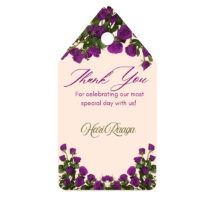 Customised Wedding/function tag - Sandal Violet Floral design