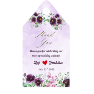 Customised Wedding tag - Violet Floral design