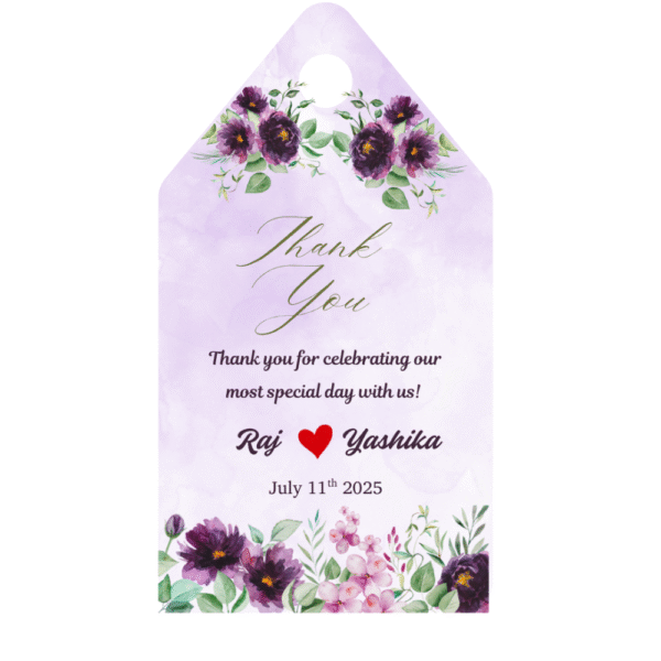 Customised Wedding tag - Violet Floral design