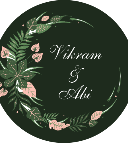 Green And Peach Creative Tropical Wedding Sticker