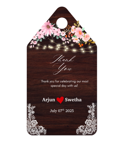 Wooden theme Thankyou tag